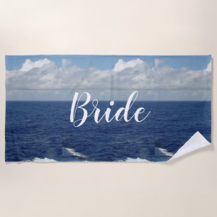 Bride Ocean Waves Beach Towel