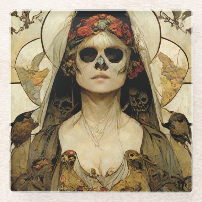 Bride Of Death Gothic Horror Glass Coaster (Front)