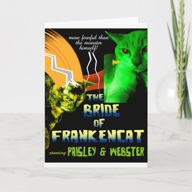 Bride of Frankencat Halloween Card (Front)