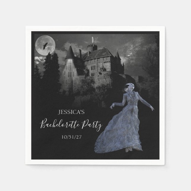 Bride of Frankenstein Bachelorette Halloween  Napkin (Front)