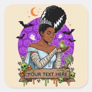 Bride of Frankenstein Black Bride Glamourous Square Sticker