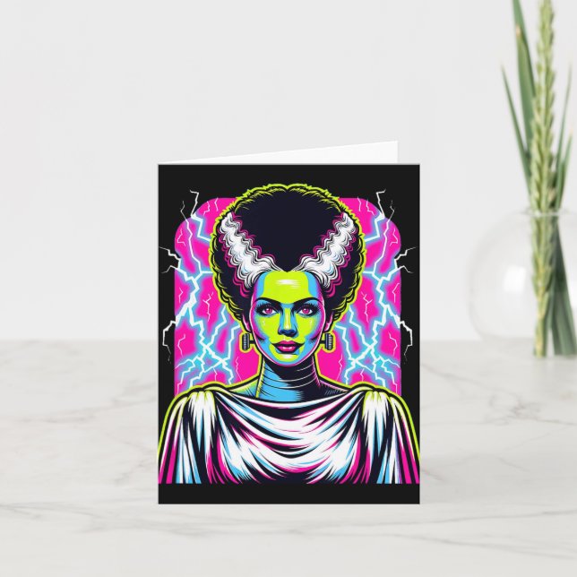 Bride Of Frankenstein Bride Vibrant Clic Halloween Card (Front)