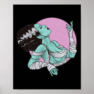 Bride Of Frankenstein Halloween Retro Pink  Poster