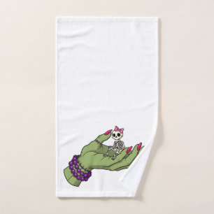 Bride of Frankenstein Hand with Skeleton Bow Got Towel