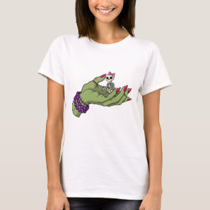 Bride of Frankenstein Hand with Skeleton Bow T-Shirt