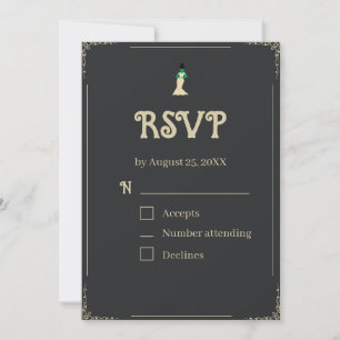 Bride of Frankenstein RSVP Card   Gothic Halloween