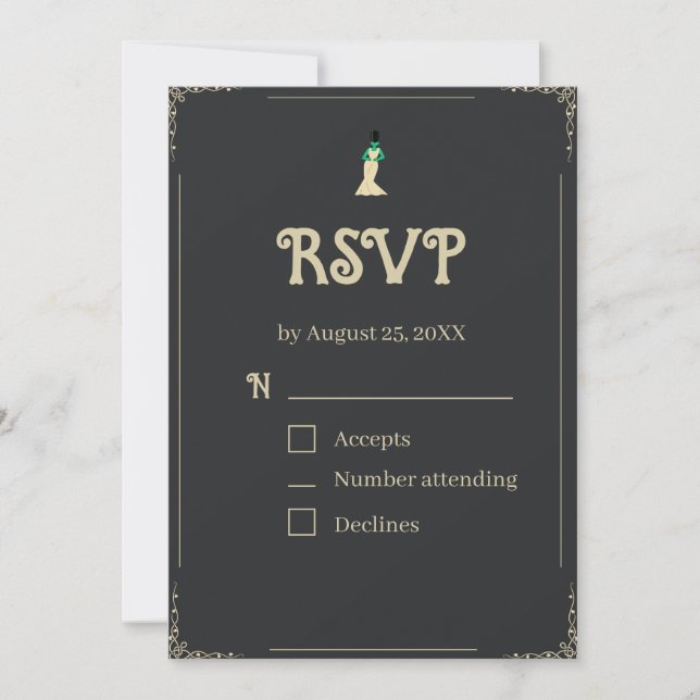 Bride of Frankenstein RSVP Card | Gothic Halloween (Front)