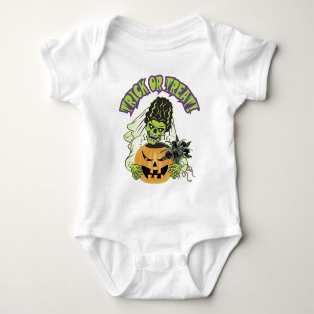 Bride of Frankenstein Skull Baby Bodysuit (Front)