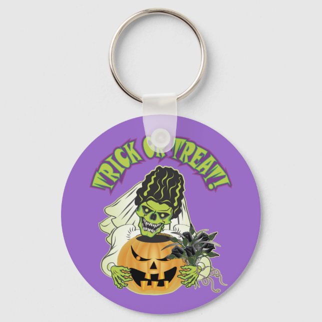 Bride of Frankenstein Skull Key Ring (Front)
