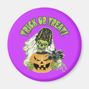 Bride of Frankenstein Skull Magnet