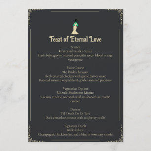 Bride of Frankenstein Wedding Menu   Gothic