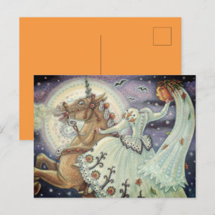 BRIDE OF SLEEPY HOLLOW, HEADLESS HORSEMAN PALOMINO HOLIDAY POSTCARD