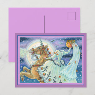 BRIDE OF SLEEPY HOLLOW, HEADLESS HORSEMAN PALOMINO HOLIDAY POSTCARD