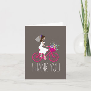 Bride on Bike Bridal Shower Thank You Card