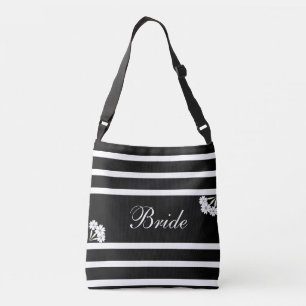 Bride on Black & White Stripes Crossbody Bag