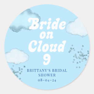 Bride on Cloud 9 Bridal Shower Bachelorette Classic Round Sticker
