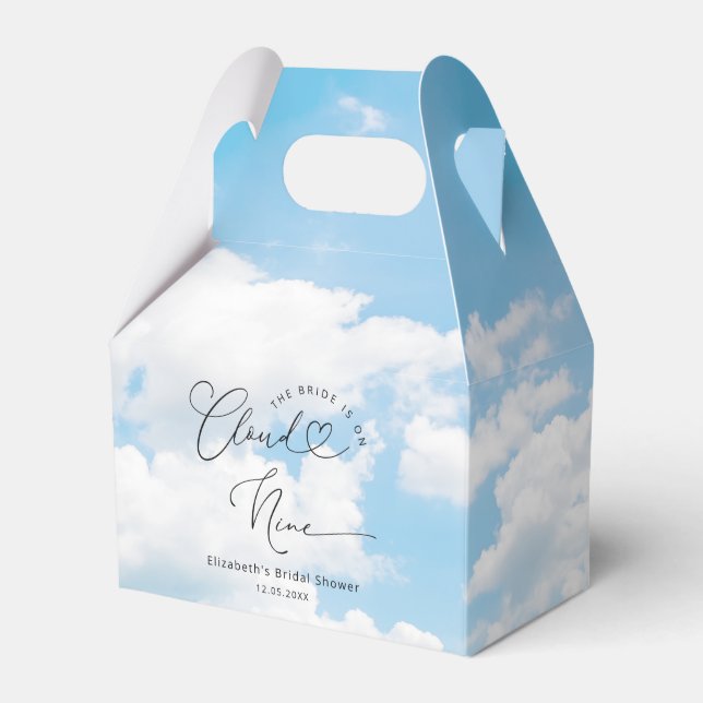 Bride On Cloud Nine 9 Bridal Shower Favour Box (Front Side)