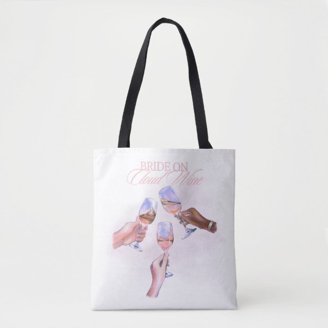 Bride on Cloud Wine | Funny Bridal Party Design Tote Bag (Front)