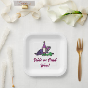 Bride on Cloud Wine! Paper Plate