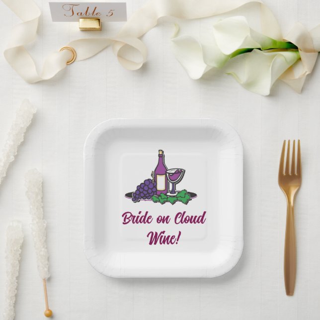 Bride on Cloud Wine! Paper Plate (Wedding)