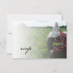 Bride on Farm Tractor Country Wedding RSVP Card