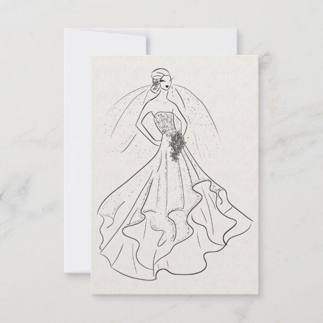 Bride on French Linen Invitation (Front)