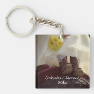 Bride on Red Tractor Country Farm Wedding Key Ring