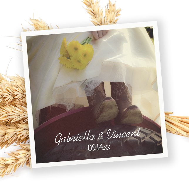 Bride on Red Tractor Country Farm Wedding Napkin (Creator Uploaded)