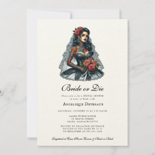 Bride or Die Elegant Goth Bridal Shower Invitation