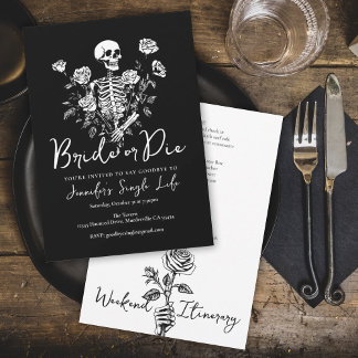 Bride or Die Floral Skeleton Bachelorette Weekend Invitation