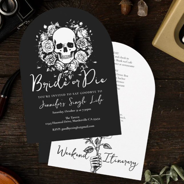 Bride or Die Floral Skull Bachelorette Weekend Invitation (Creator Uploaded)