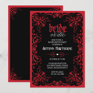 Bride or Die Gothic Bachelorette Party Invitation