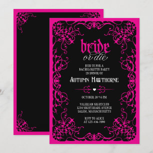 Bride or Die Gothic Bachelorette Party Invitation