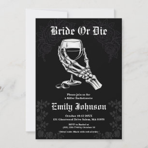 Bride or Die Gothic Elegant Bachelorette Party Invitation
