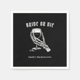 Bride Or Die Gothic Skeleton Bachelorette Party Napkin
