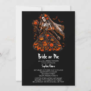 Bride or Die Gothic Skeleton Bridal Shower Invitation