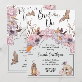 Bride Or Die Halloween Bachelorette Party Invitation