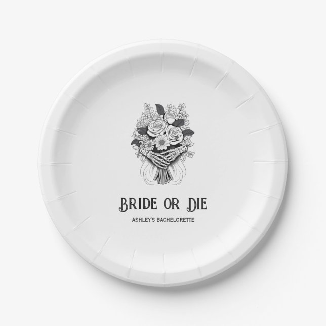 Bride or Die Halloween Bachelorette Party Paper Plate (Front)