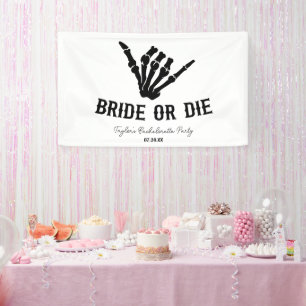 Bride or Die Rockstar Skeleton Bachelorette Party Banner