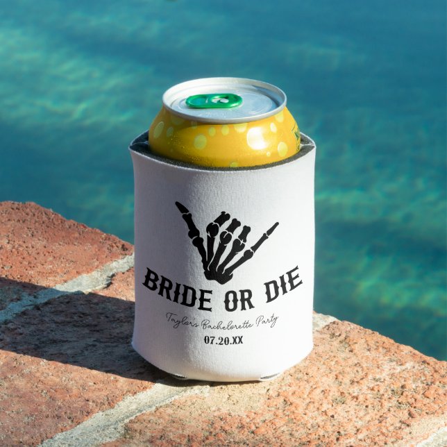 Bride or Die Rockstar Skeleton Bachelorette Party Can Cooler (In Situ Pool)