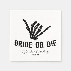 Bride or Die Rockstar Skeleton Bachelorette Party Napkin