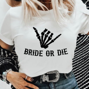 Bride or Die Rockstar Skeleton Bachelorette Party T-Shirt