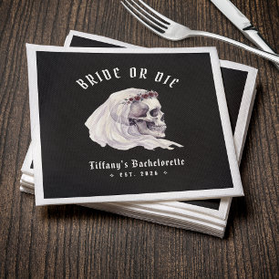Bride or Die Skeleton Skull Halloween Bachelorette Napkin