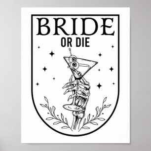 Bride Or Die Spooky Season Halloween Wedding Bache Poster