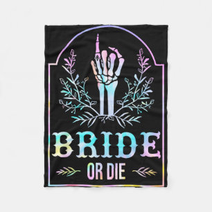 Bride Or Die Tie Dye Gothic Bachelorette Matching Fleece Blanket