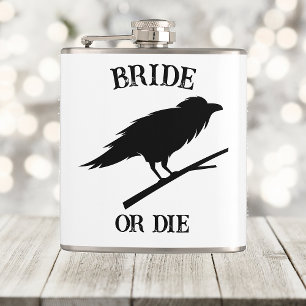Bride or Die Til Death Do Us Party Gothic Wedding Hip Flask