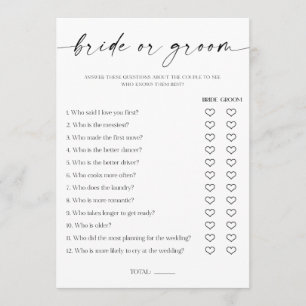 Bride or Groom Bridal Shower Game Programme