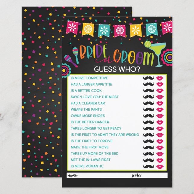 Bride or Groom Game - Fiesta (Front/Back)