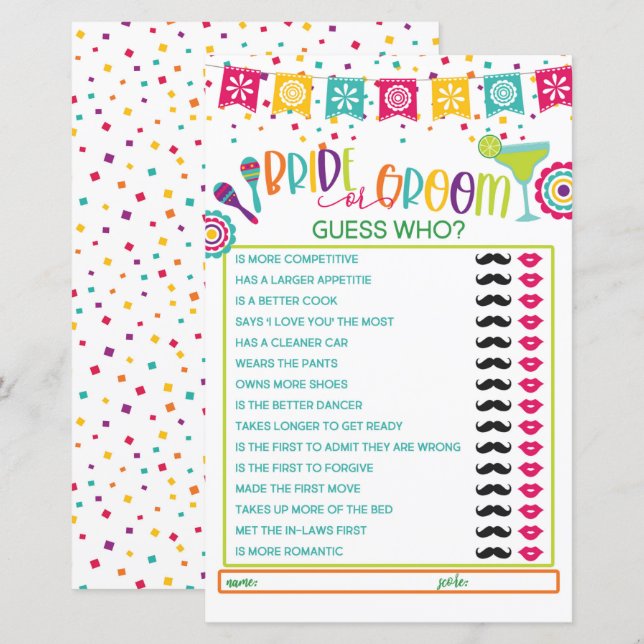 Bride or Groom Game - Fiesta WH (Front/Back)