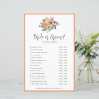 Bride or Groom Guess Who Coral Watercolor Custom